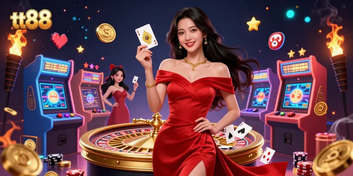 Engage with tt88's vibrant casino atmosphere while playing, featuring thrilling elements like roulette and golden cards.