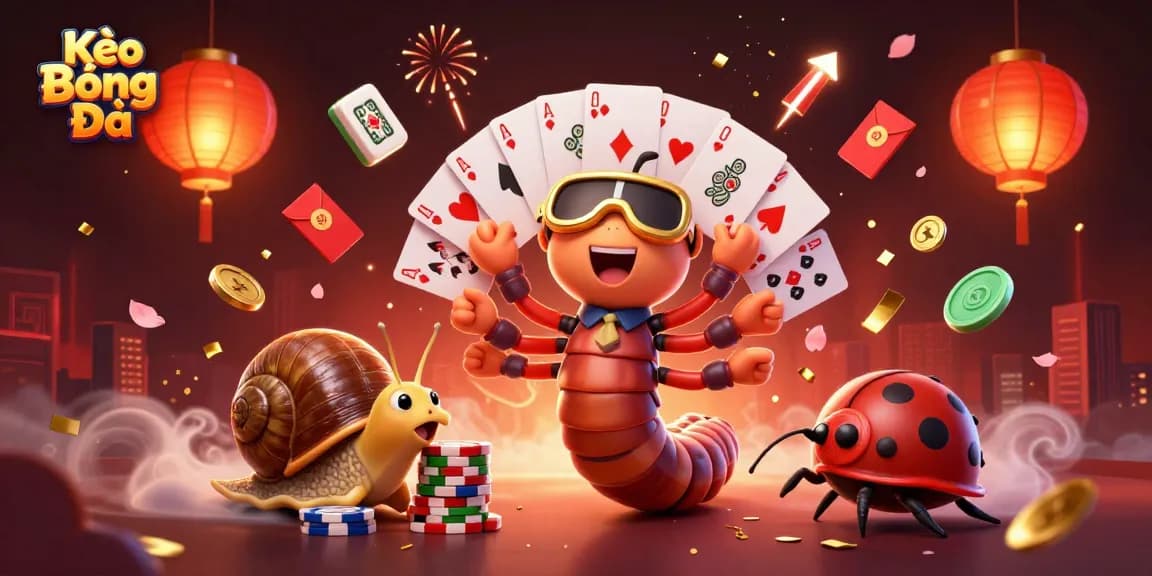 Kèo Bóng Đá action scene with cartoon dealer and vibrant casino elements
