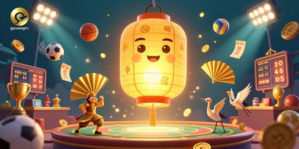 Experience thrilling sports betting action with gavangtv in this vibrant 3D casino illustration.