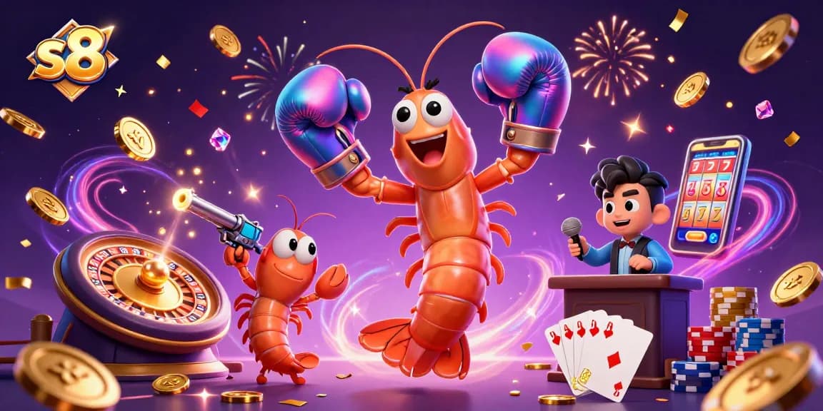 Join the excitement at s8 with vibrant gambling action featuring animated sea creatures and casino elements.