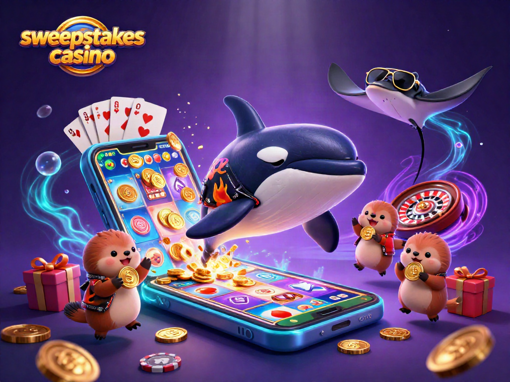 Engage with sweepstakes casino excitement through vibrant underwater characters and games.