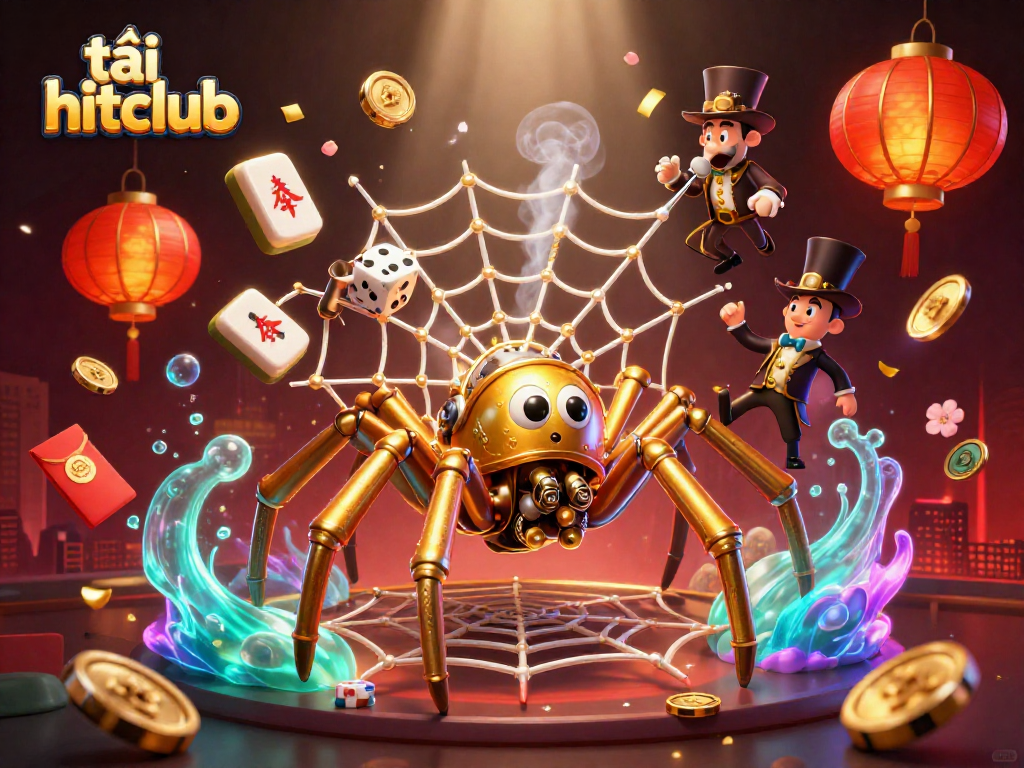 Spin and win with tải hitclub as the steampunk spider captures lucky symbols in its web.