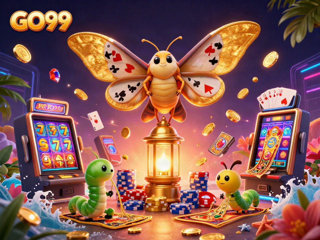 Engage with GO99 vibrant slots gameplay featuring golden wings and cascading coins.