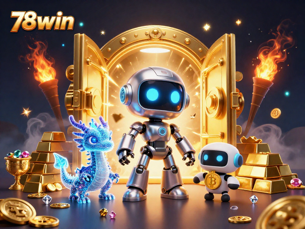 Engage with thrilling betting adventures at 78win, showcasing glowing treasures and dynamic gaming elements.