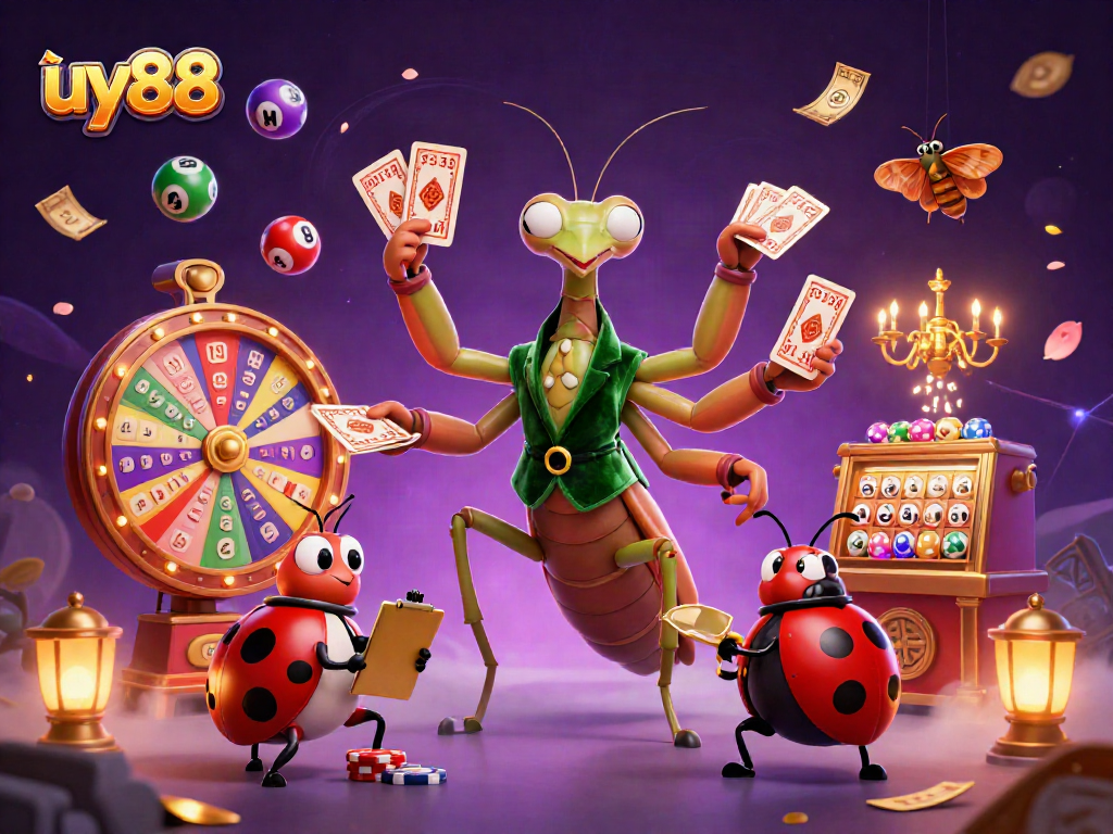 Engage in winning strategies at uy88 with vibrant lottery elements and lively characters.