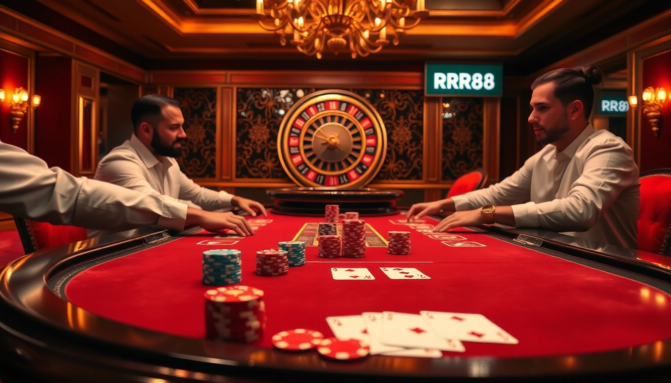 Players enjoying a thrilling game at a casino table with a focus on RR88 bets and strategy.