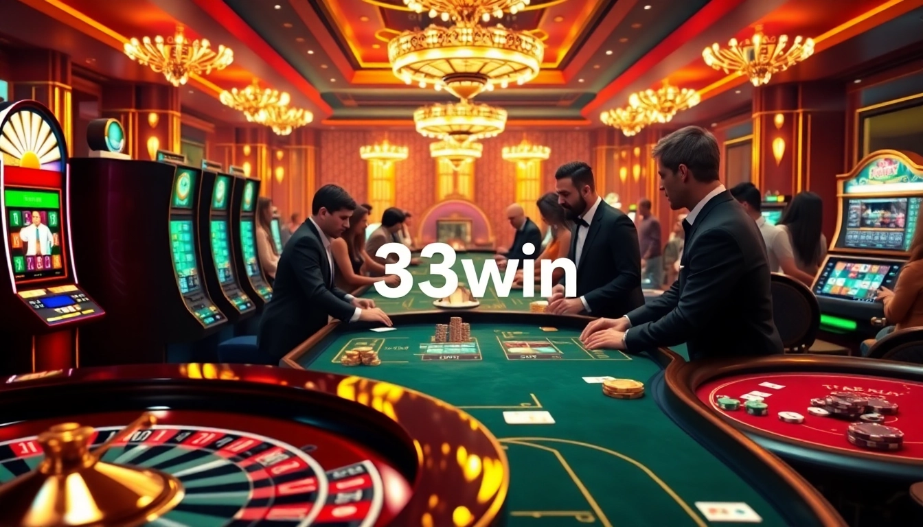 Experience thrilling gameplay at 33win as players strategize over roulette and poker cards.