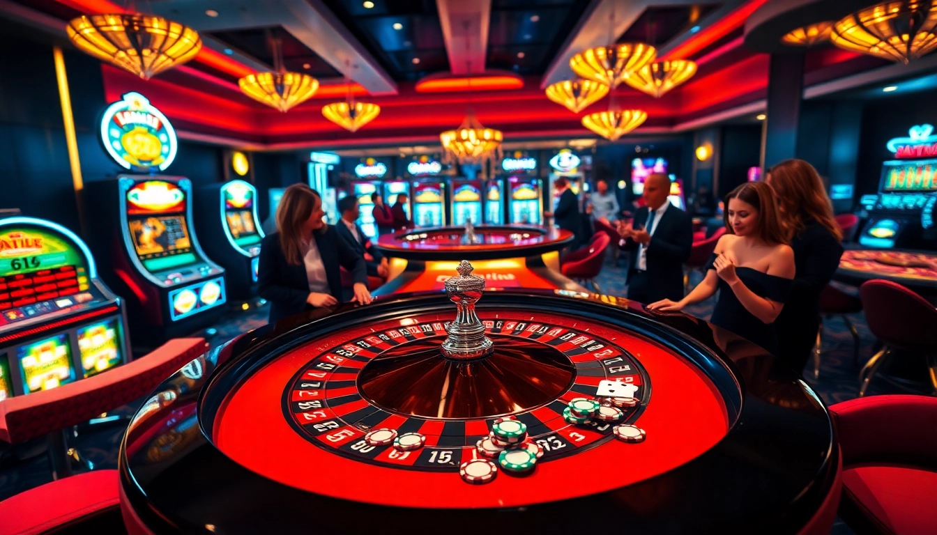 Players enjoying a thrilling NK88 casino experience at a roulette table.