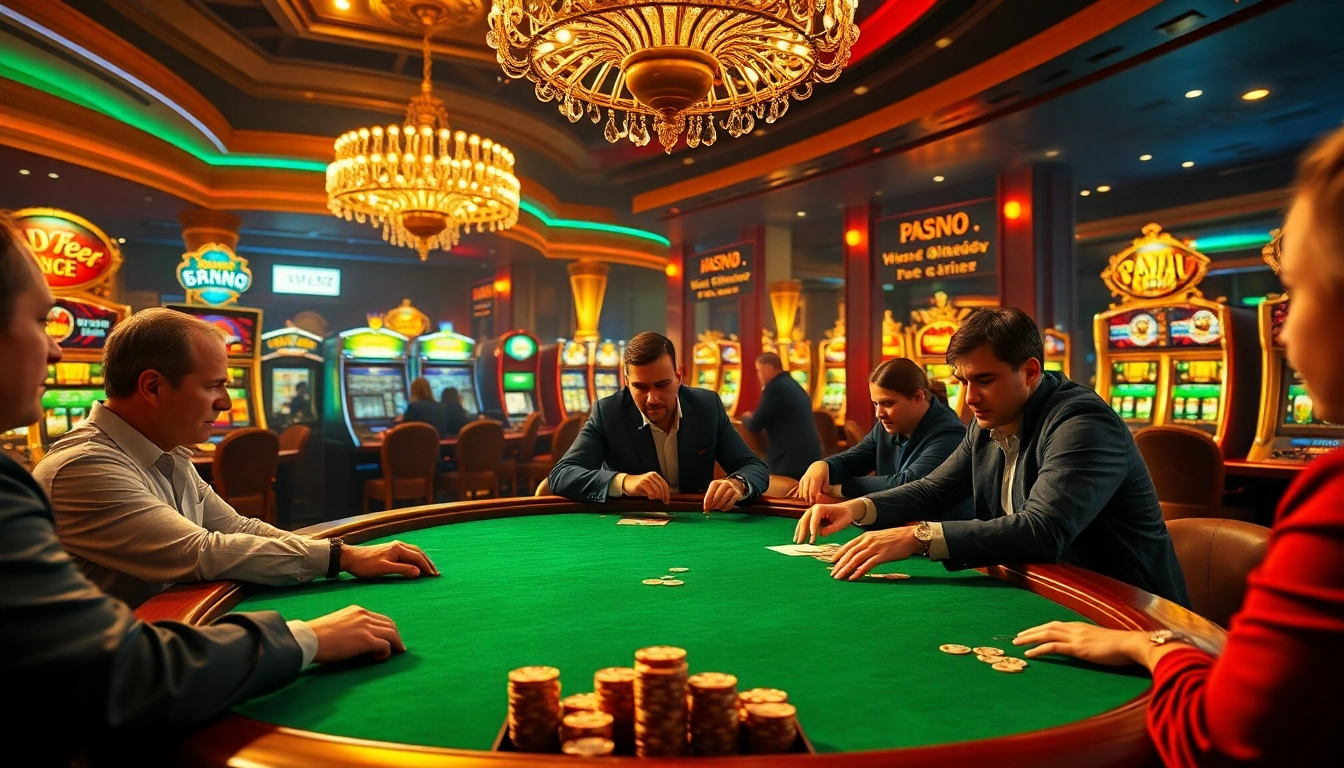 Experience thrilling poker gameplay at FUN79 casino, showcasing intense player competition and vibrant gaming ambience.