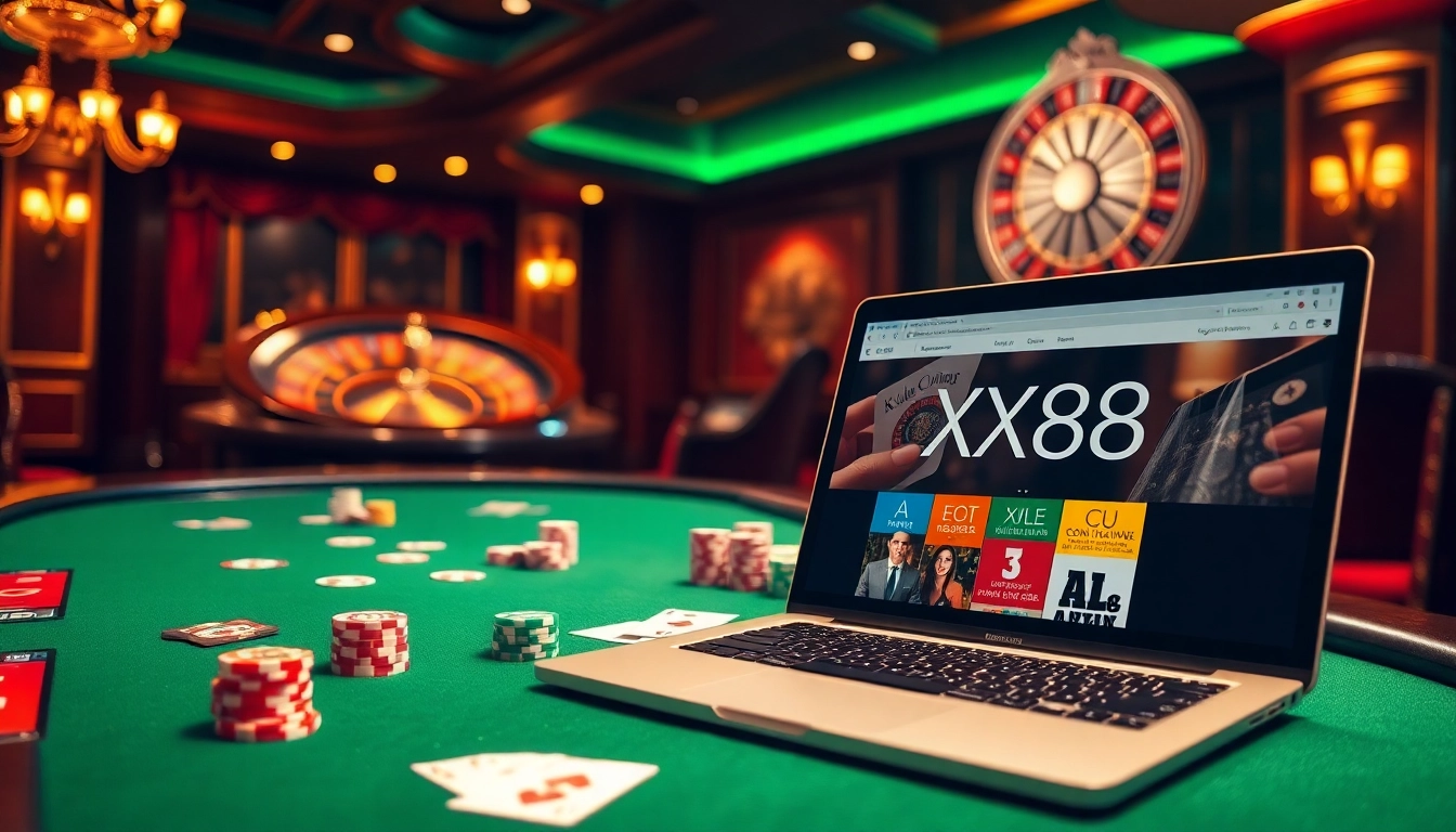 Engaging poker game setup featuring vibrant chips and the XX88.se.net platform.