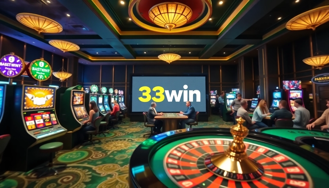 Experience the thrilling atmosphere of 33win's online casino with vibrant gaming elements.