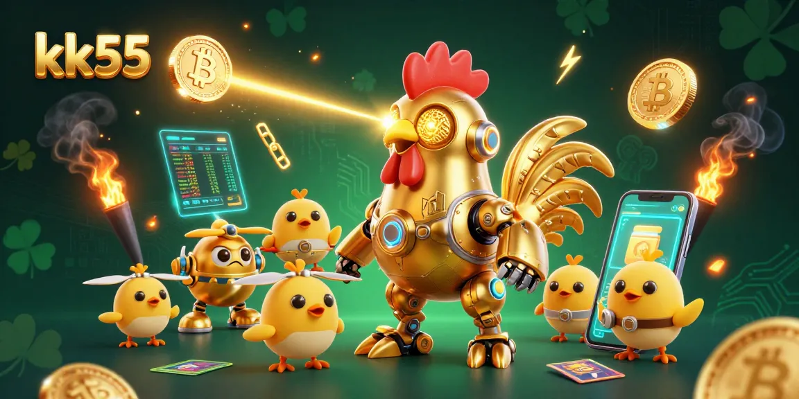 Experience thrilling gameplay with kk55 in this vibrant 3D illustration featuring advanced gambling elements and captivating characters.