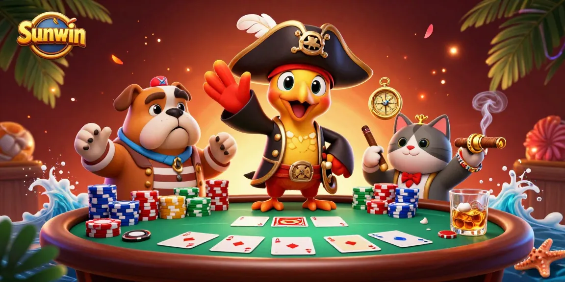 Experience sunwin's thrilling poker scene with vibrant characters and dynamic game elements.