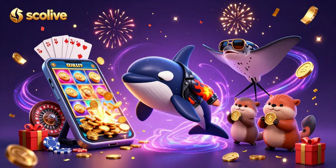 Socolive players enjoy a thrilling gambling moment with animated characters celebrating around a slot game scene.