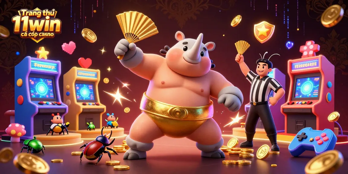 Trang chủ 11win cá cược casino showcases a thrilling 3D casino scene with vibrant characters and gaming elements.