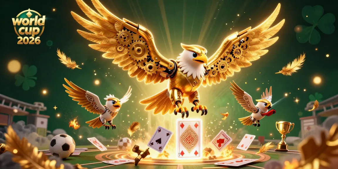 Engage in world cup 2026 betting excitement with a dynamic illustration featuring a cybernetic eagle amidst sports elements.
